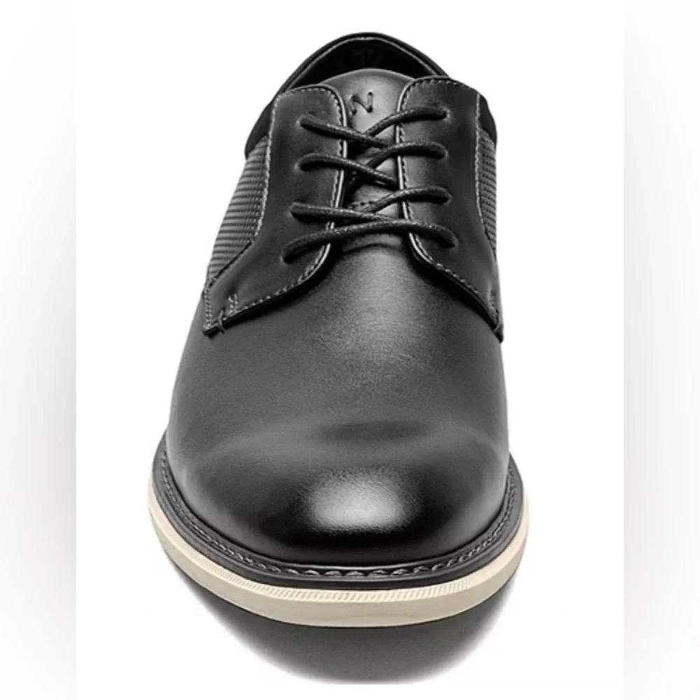 Nunn Bush Black Derby with Tan Sole Size 9.5